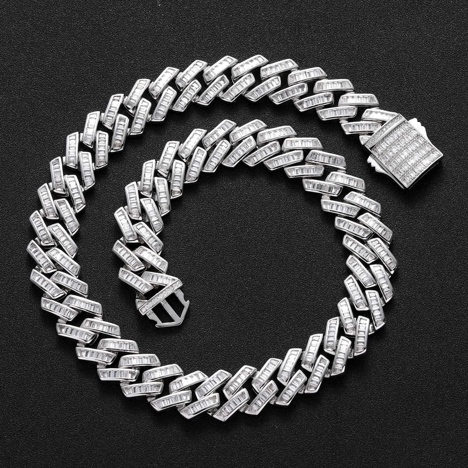 

HOYON Lab Moissanite Cuban Chain Men's Necklace 925 Silver Plated Bracelet 16mm Hip Hop Rock AAA Zircon Diamond Jewelry