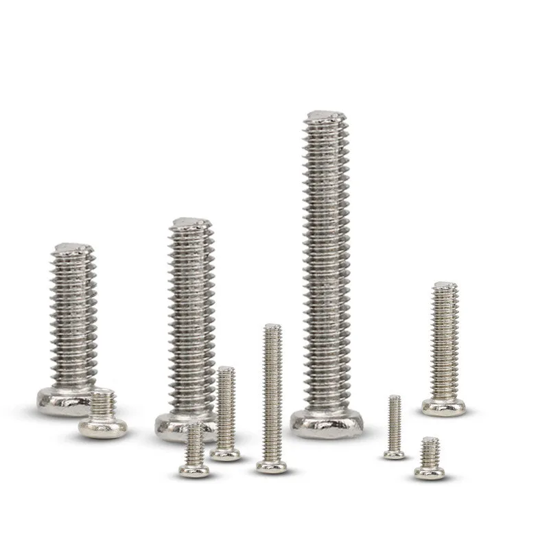 M1 M1.2 M1.4 M1.6 M2 M2.5 M3 M4 DIN7985 GB818 304 Stainless Steel Cross Recessed Pan Head Screws Phillips Screws