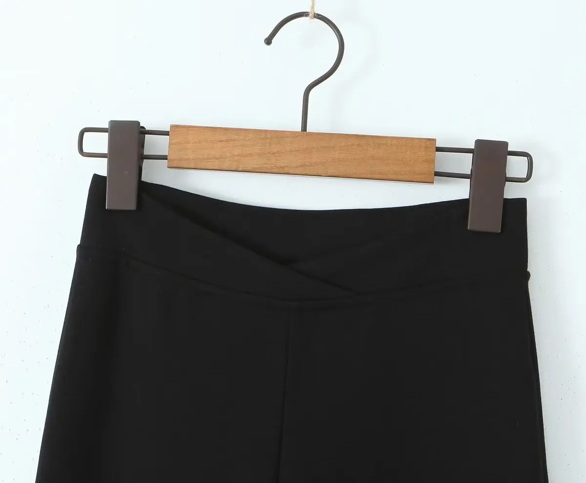 Withered High Street V-neck Black Leggings Fashion Blogger Yoga Sports Casual Pants Women