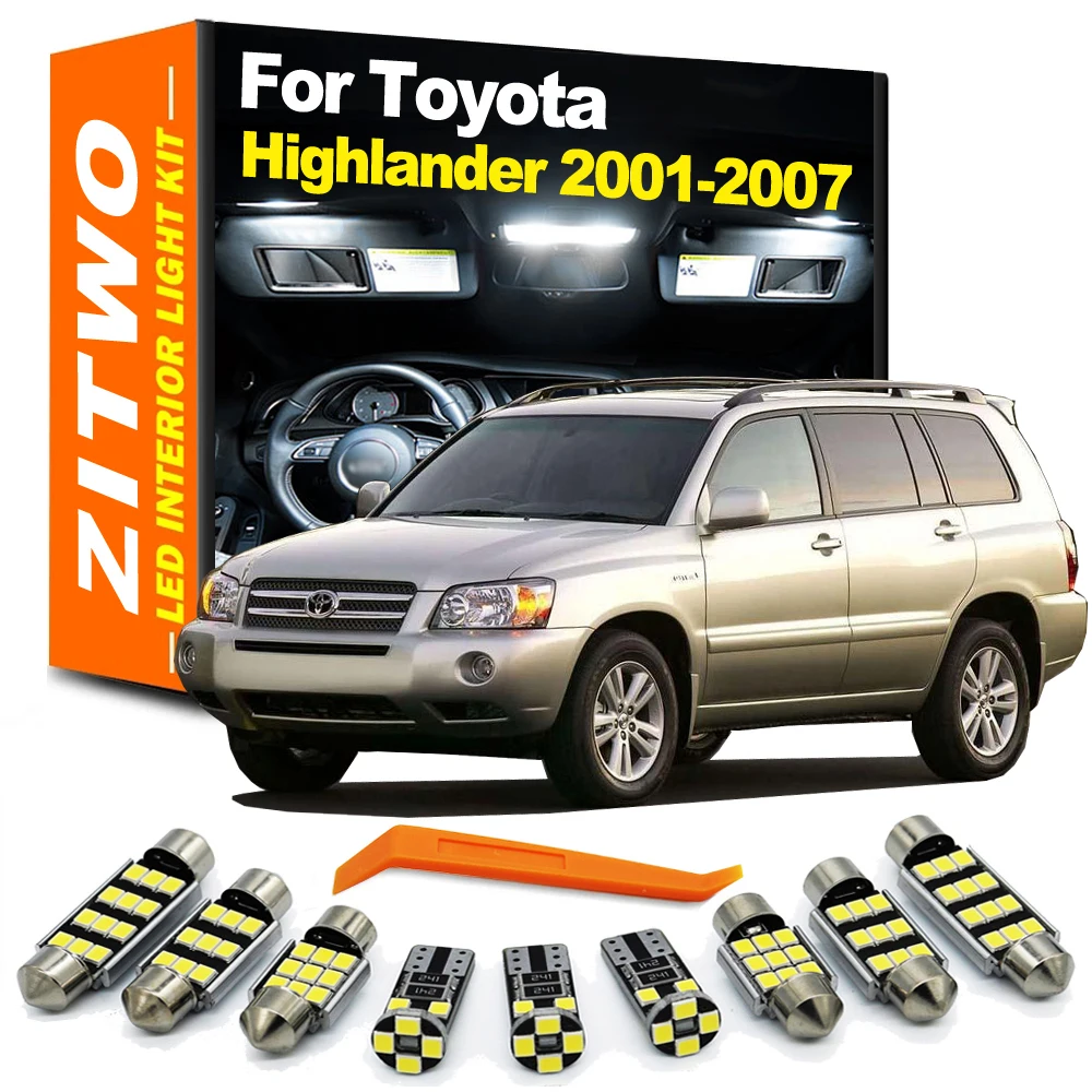 

Оформление интерьера автомобиля, 11 шт., фотолампа для Toyota Highlander Kluger 2001 2002 2003 2004 2005 2006, лампа для багажника