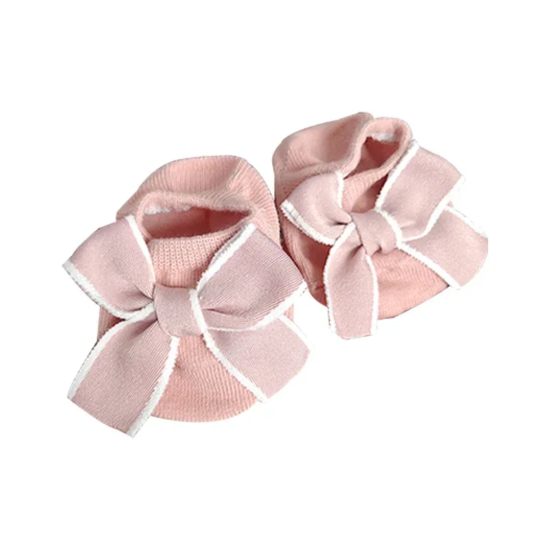 Cute Bowknot Baby Socks Soft Cotton Newborn Girl Short Socks With Rubber Soles Anti Slip Solid Color Kids Toddler Floor Socks