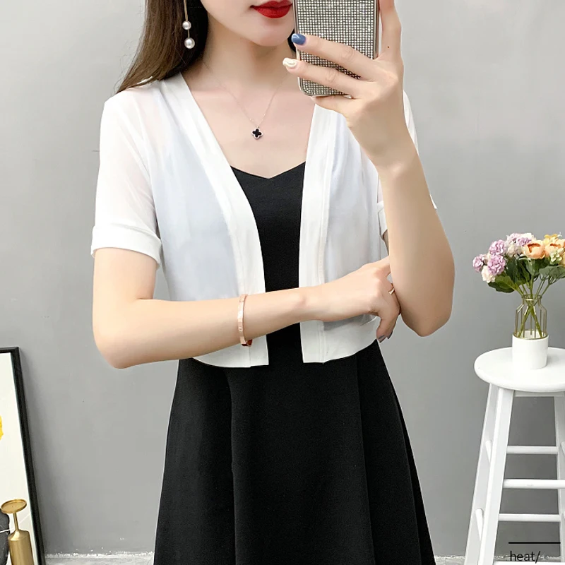 Wedding Shawl Short Sleeve Wedding Party Jacket Black White Prom Evening Shrugs For Women Bolero Tulle Bridesmaid Wedding Jacket Cape Dress