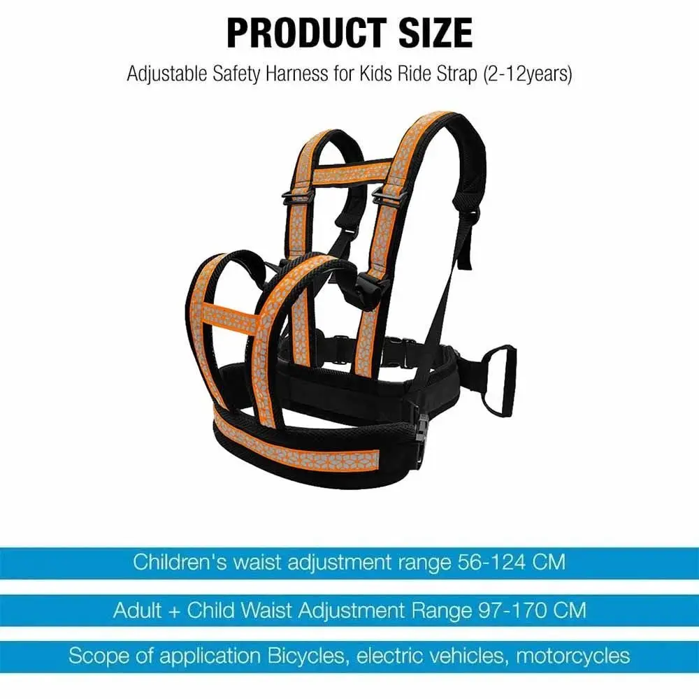 Breathable Children's Motorcycle Seat Belt Adjustable Strap Two Handles Kids Safety Seat Harness Reflective Strap Anti Lost