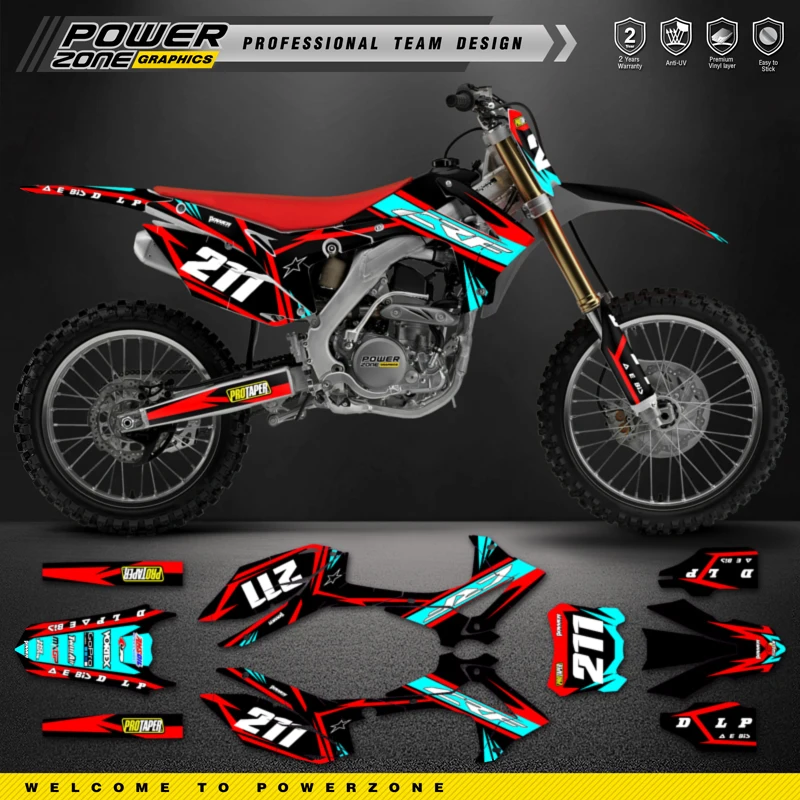 

PowerZone Custom Team Motorcycle Graphics Background Decals For 3M Stickers Kit For HONDA 2014-2017 CRF250R 2013-2016 CRF450R 82