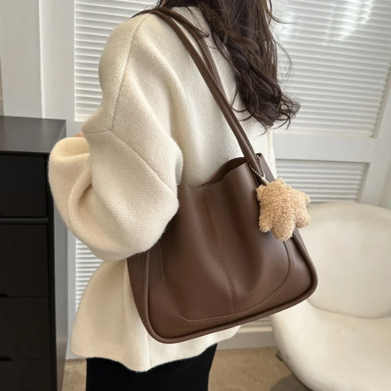 Large Capaci Buet Bag Women's Retro Versatile Single oulder Tote Bag Commuter Bag Soft PU Leather Magnetic Closure Handbag Purse