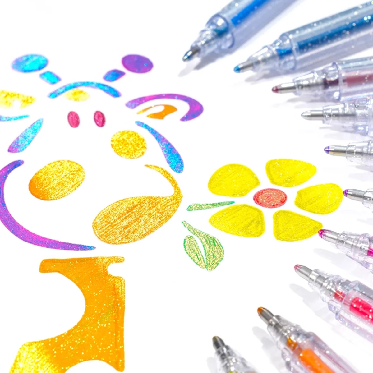 Glitter Gel Pen Set 12pcs/18pcs 18 color ink refill Suitable for Children Adult Coloring Journaling Art Drawing
