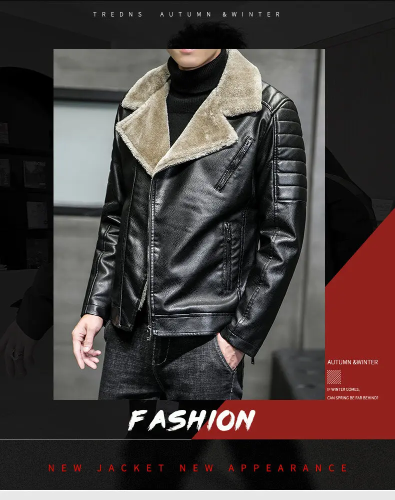 Suit Collar Leather Jacket Men Vintage Motorcycle Jacket Slim Fit Retro Style Men Fashion Clothing Casual PU Leather Jacket classic leather jacket