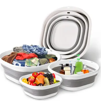 3 Pack Collapsible Tub Wash Basin Storage Containers for Camping Laundry Hiking Home 1