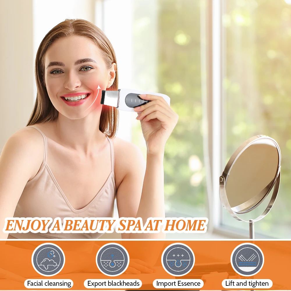 Ultrasonic Skin Scrubber Peeling Blackhead Remover Deep Face Cleaning Ultrasonic Ion Ance Pore Cleaner Facial Shovel Cleanser
