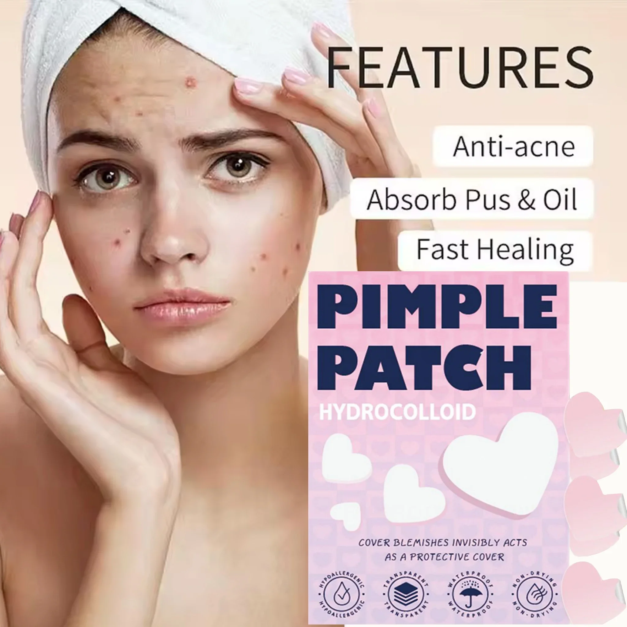 1260Pcs Invisible Acne Patches Removal Pimple Anti-Acne Hydrocolloid Patches Spots Marks Concealer Repair Sticker Waterproof