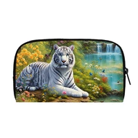 3D Print Oil Painting White Tiger Long Wallet ID Card Phone Earphone Holder Casual Coin Money Bag Organizer Zipper Pouch Gift 2