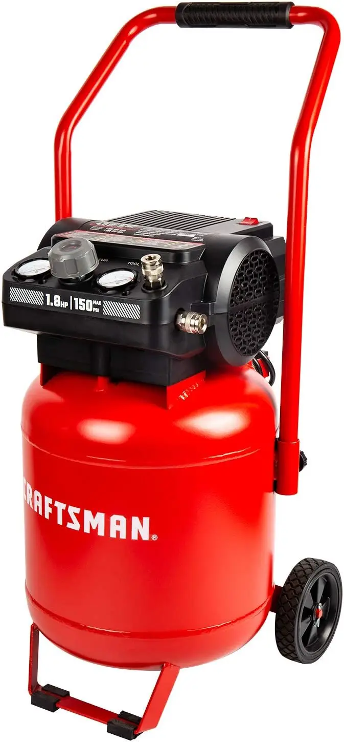 

Craftsman Air Compressor, 10 Gallon Peak 1.8 Horsepower Oil-free Compressor, Max 150 PSI, Vertical Compressor Air Tools, Model: