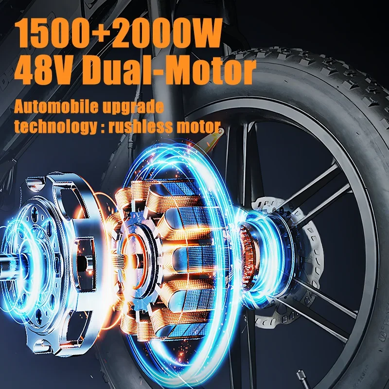 Deepower S8 Electric Bicycle Dual drive 3500W Dual Motor Electric Bike 48V 60AH Removable Battery 20 Inch Fat Tire Adult Ebike