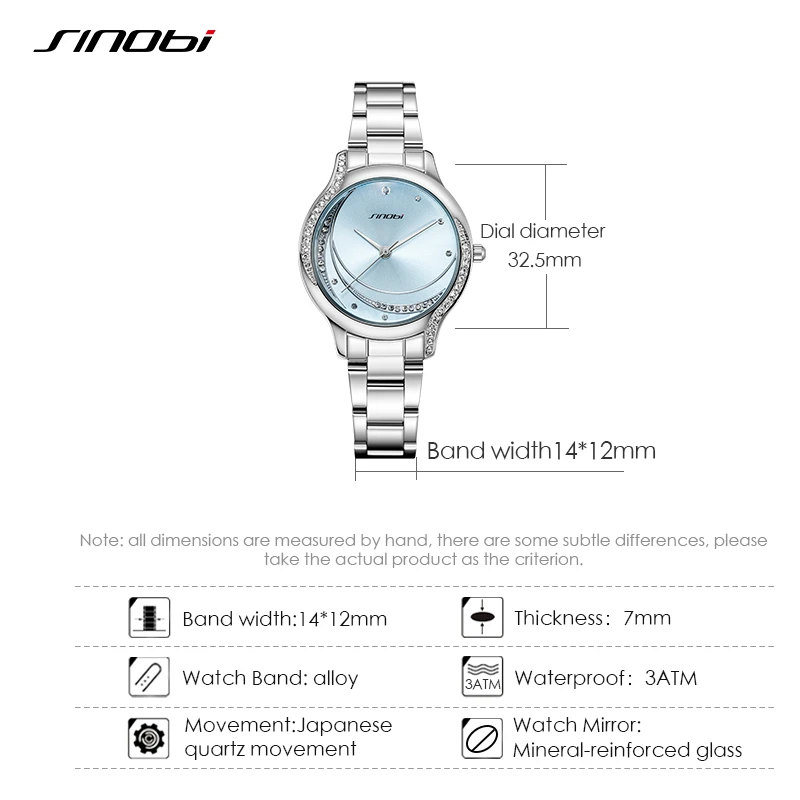 SINOBI New Arrival Fashion Woman Watches Original Design Diamond Women's Quartz Wristwatches Stainless Ladies Clock Reloj Mujer