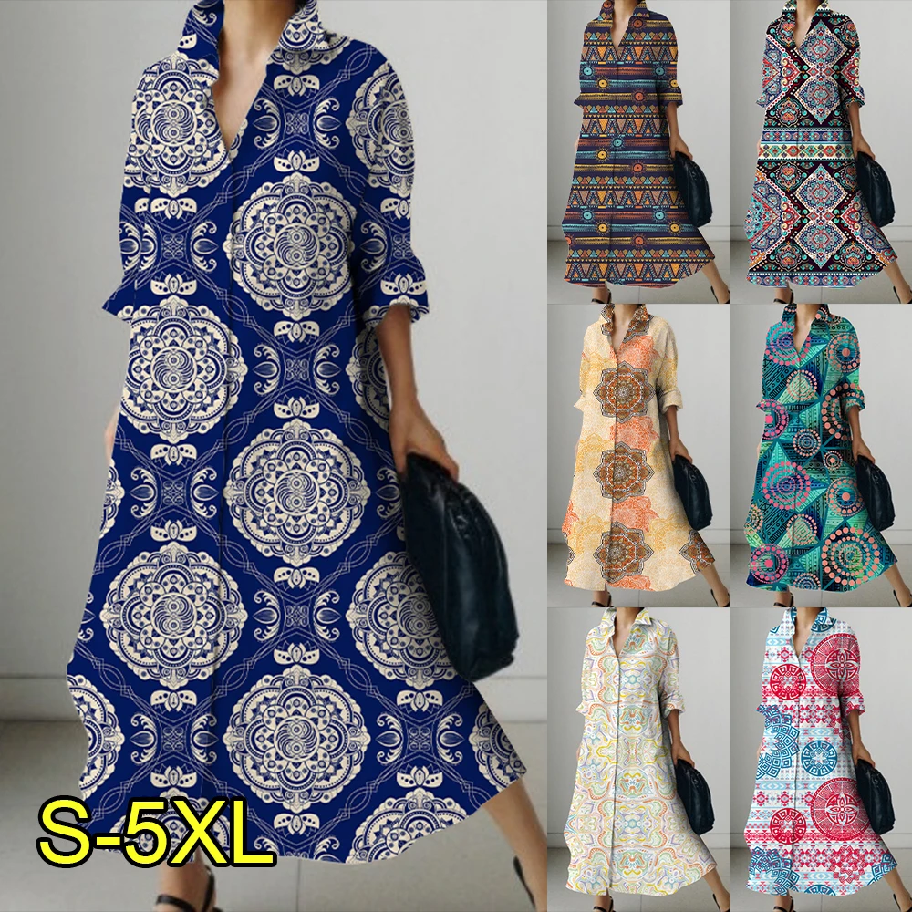

2023 Fall New Trend Loose French Floral Women's Shirt Dress Elegant and High-Quality Slim Dresses Streetwear Dinner Dresses