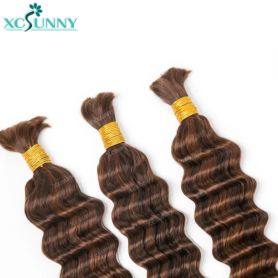 Highlight 4 30 Curly Boho Braids Human Hair Bulk Braiding Hair Deep Wave 100g/bundle 100% Human Hair Extensions Bundles No Weft 3