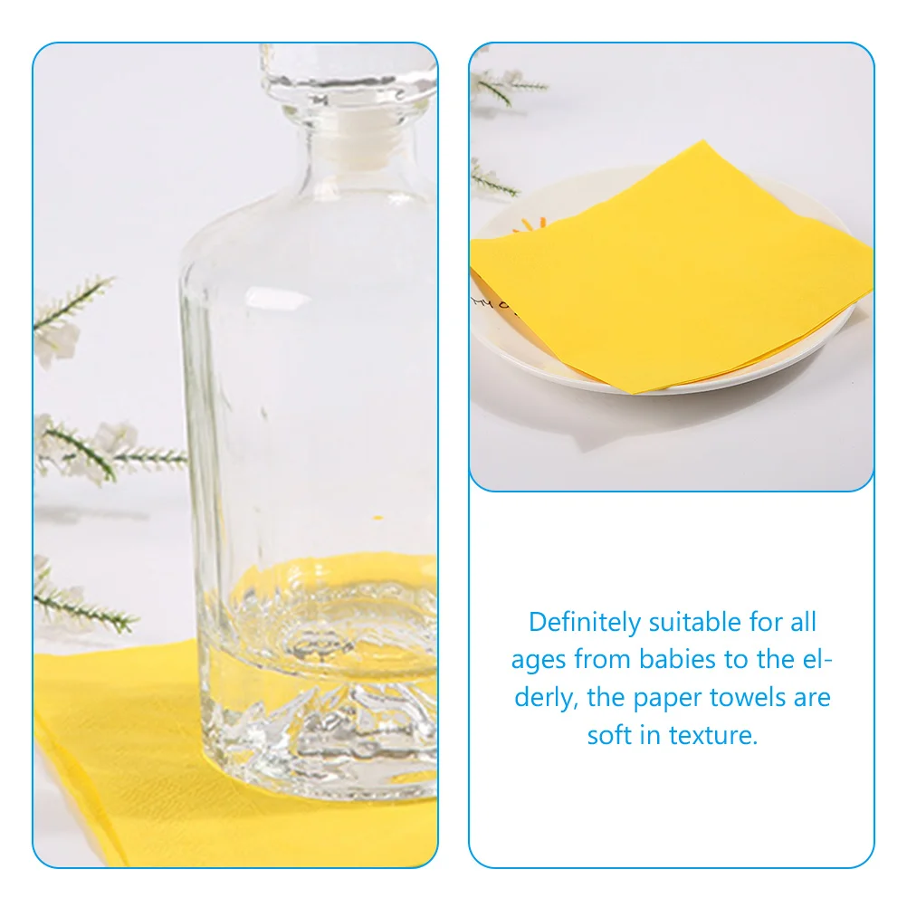 80 Pcs Decorative Napkin Birthday Yellow Tissue Party Table Decors Decoration Napkins Raw Pulp Wood Paper Supply