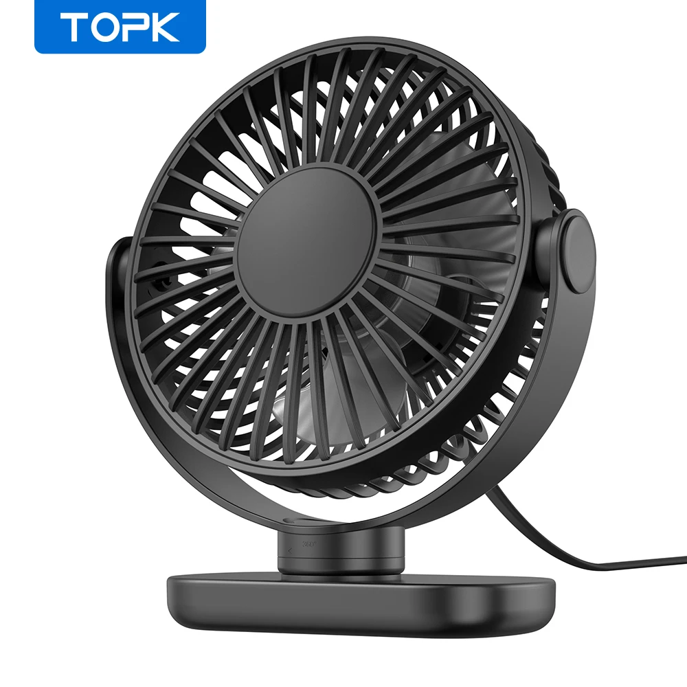 K62C Portable Mini USB Desk Fan,360°Rotation 3 Speeds Powerful Airflow,Small Coo
