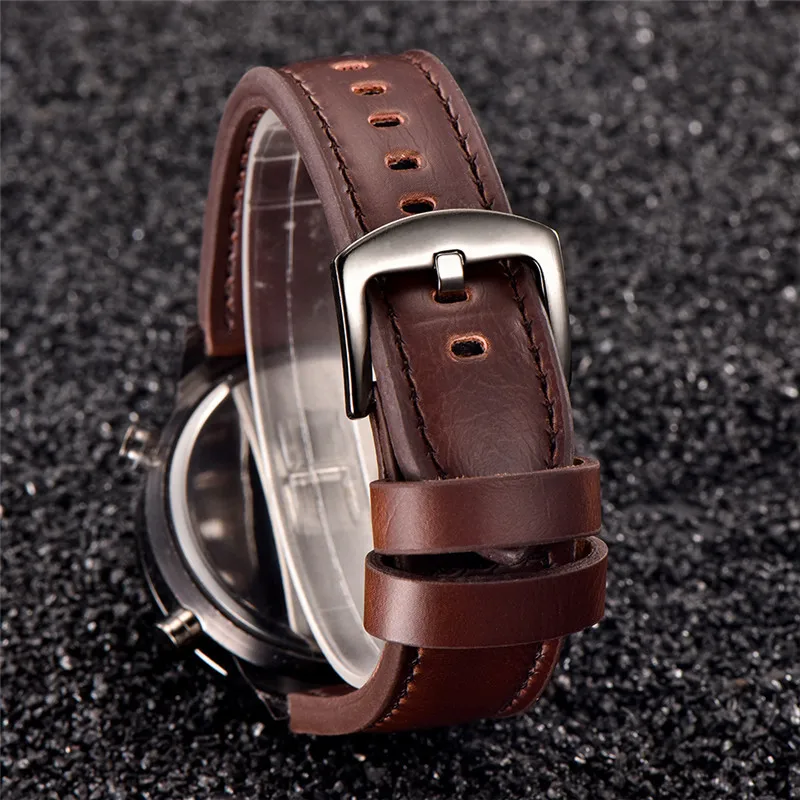 1pc / lot Men Genuine XINEW Brand Designer Watches Students Fashion Leather Band Alarm Stopwatch Electronic Watch Montre Homme 2