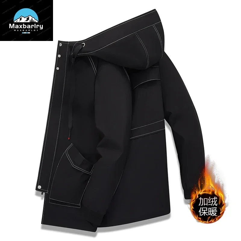 2023 Hot Selling Jackets For Men Casual Fashion Thickened Warm Detachable Hat Coat Mid-length Loose Plus Size Men's L-10XL