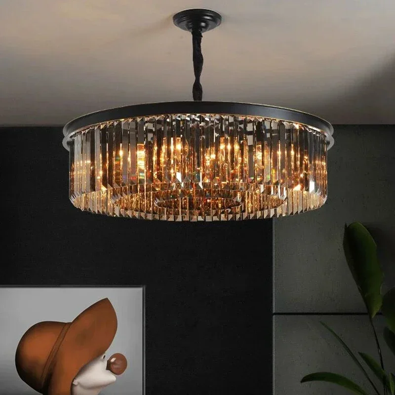 

American light luxury crystal chandelier ceiling lamp postmodern Nordic living room lamp dining room lamp bedroom study light