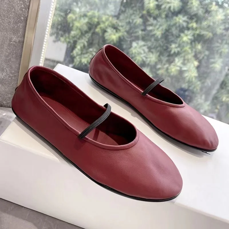 Fashion Design Women Ballet Shoes Sheepskin Shallow Mouth Ballet Flat Women's Single Shoes Comfortable Fashion Women's Shoes