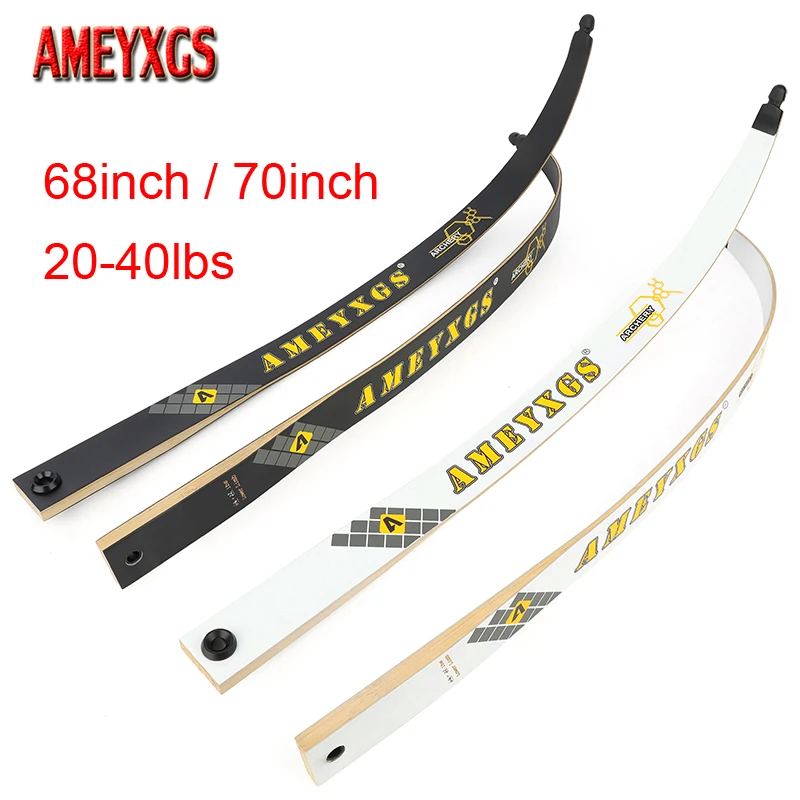 

68" 70" Recurve Bow Limbs Archery 20-40lbs Take Down Black White Fiberglass Bamboo Sheet Good Resilience Hunting Accessories