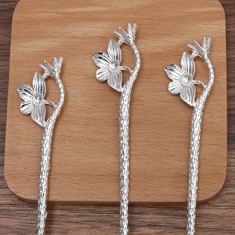 10 개/대 23*162 미리메터 헤어핀 금속 꽃 분기 모양 헤어 스틱 빈티지 헤어 액세서리