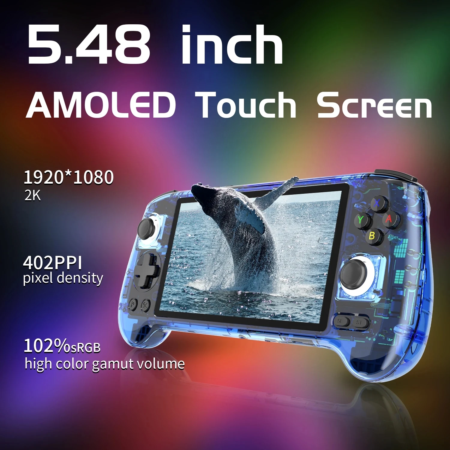 ANBERNIC RG556 Retro Handheld Game Console 5.48 Inch AMOLED Screen 