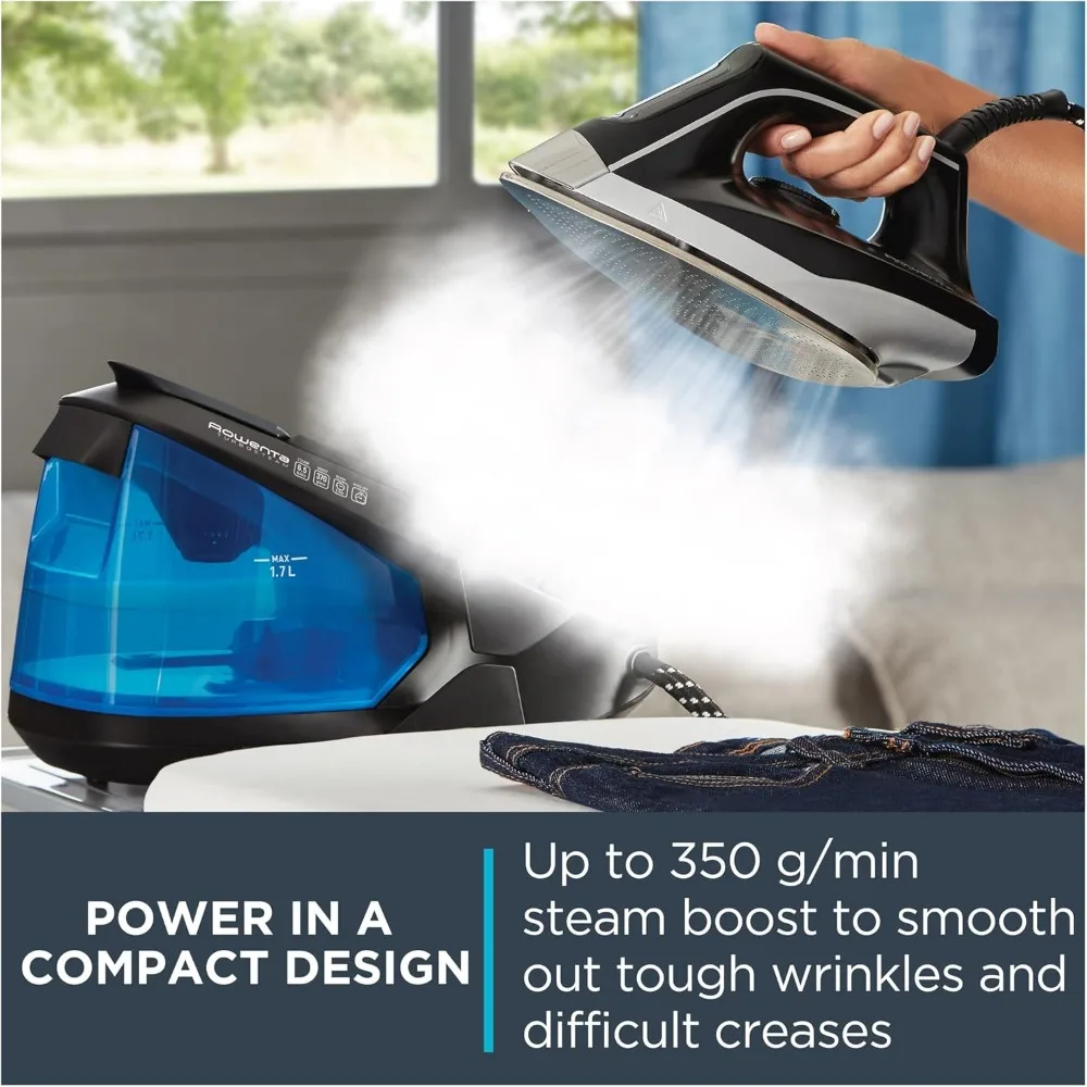 Compact 1500 Watts Iron, Fabric Steamer, Garment Steamer Black and Blue, VR8324. 3
