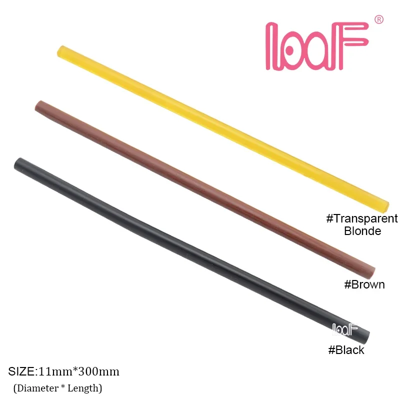 LOOF 20pcs 1.1*30cm Hot Melt Glue Sticks for Glue Gun Stick/Nail Tip Keratin Fusion Hair Extension Attaching Tools
