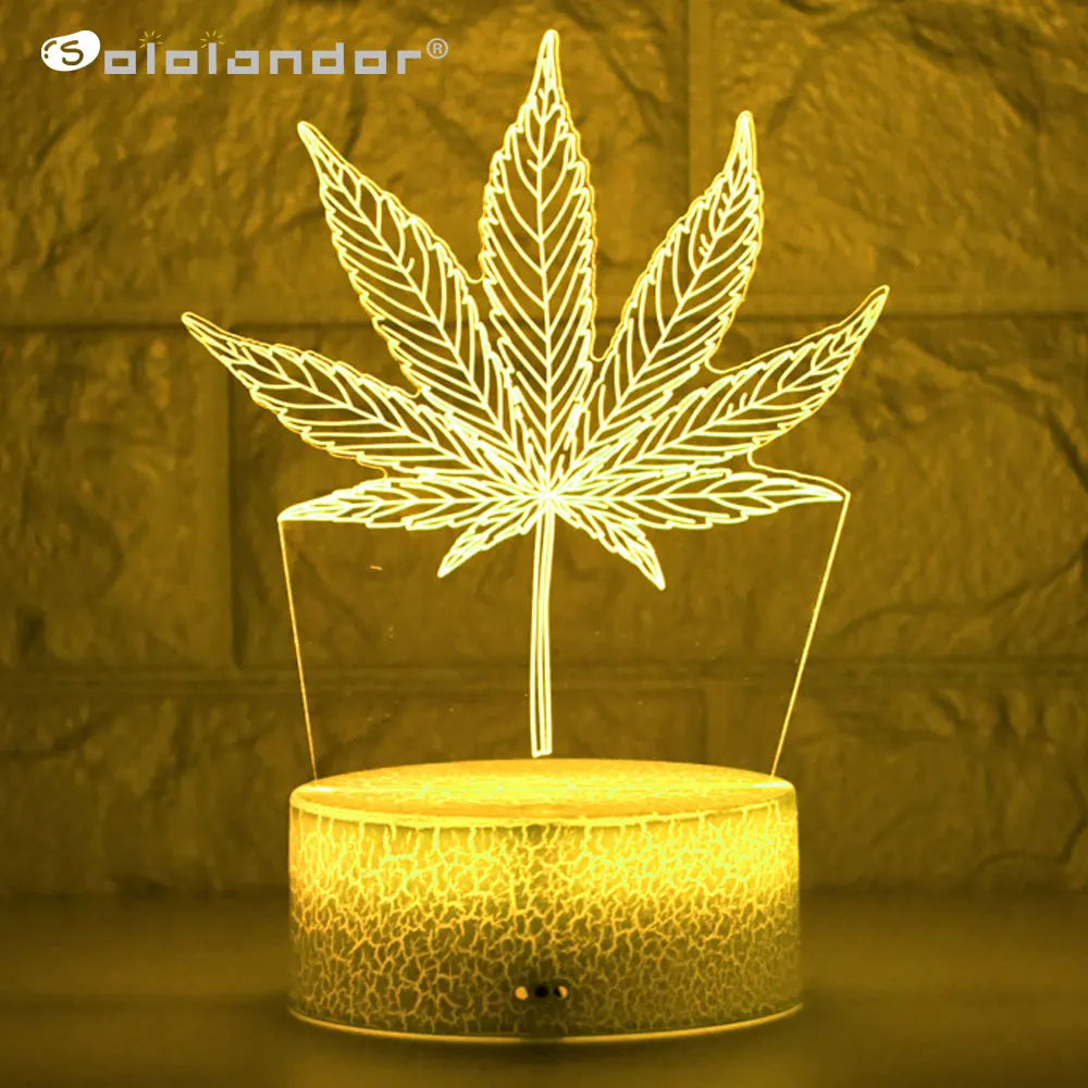 

Acrylic Led Night Light Weed Usb Battery Powered Table Lamp Color Changing Touch Sensor Home Decor Light Kids Bedroom Nightlight