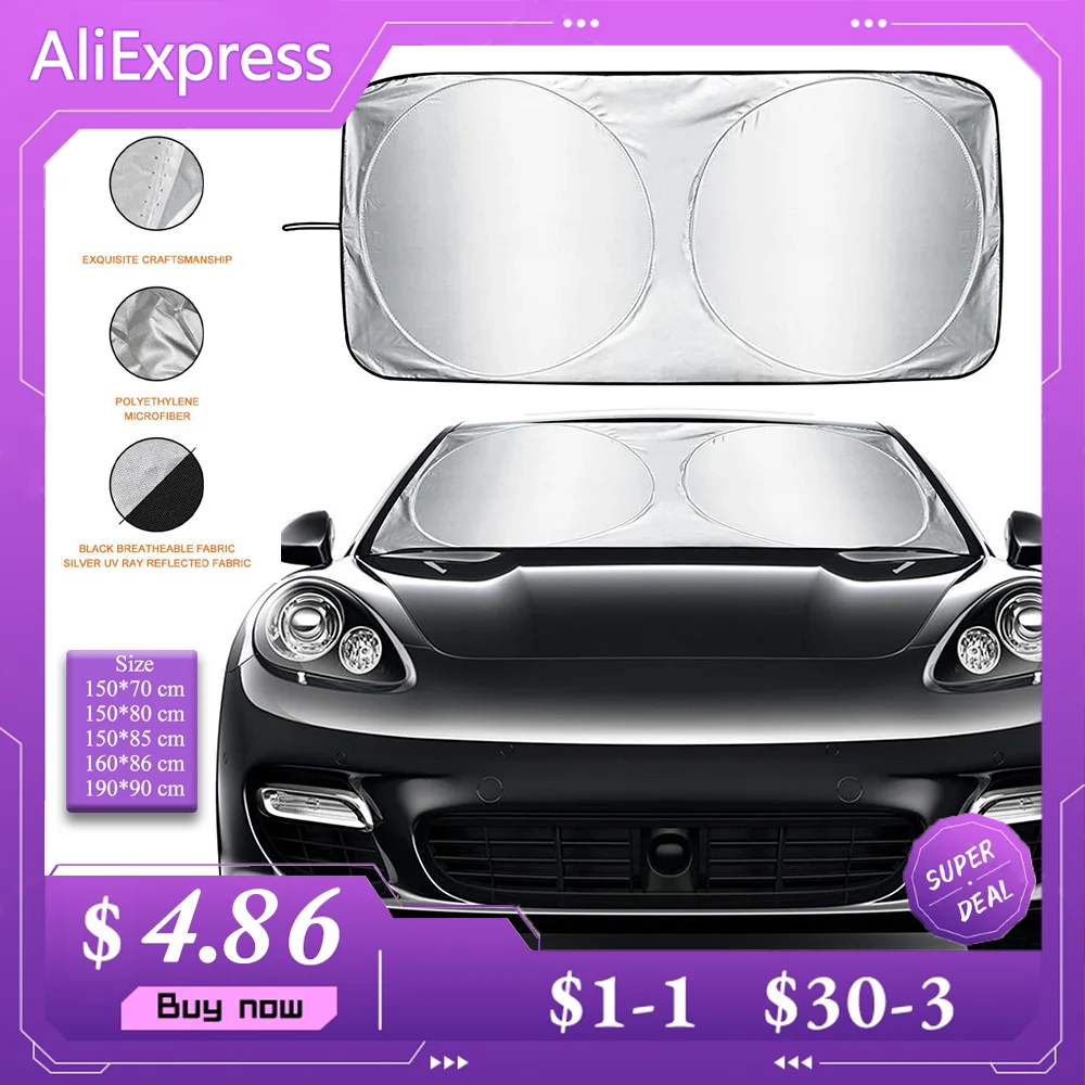 

Солнцезащитные козырьки на лобовое стекло автомобиля, козырьки от солнца, защита от УФ-лучей, автомобильный Стайлинг, складное переднее окно детской длины 150*70 см