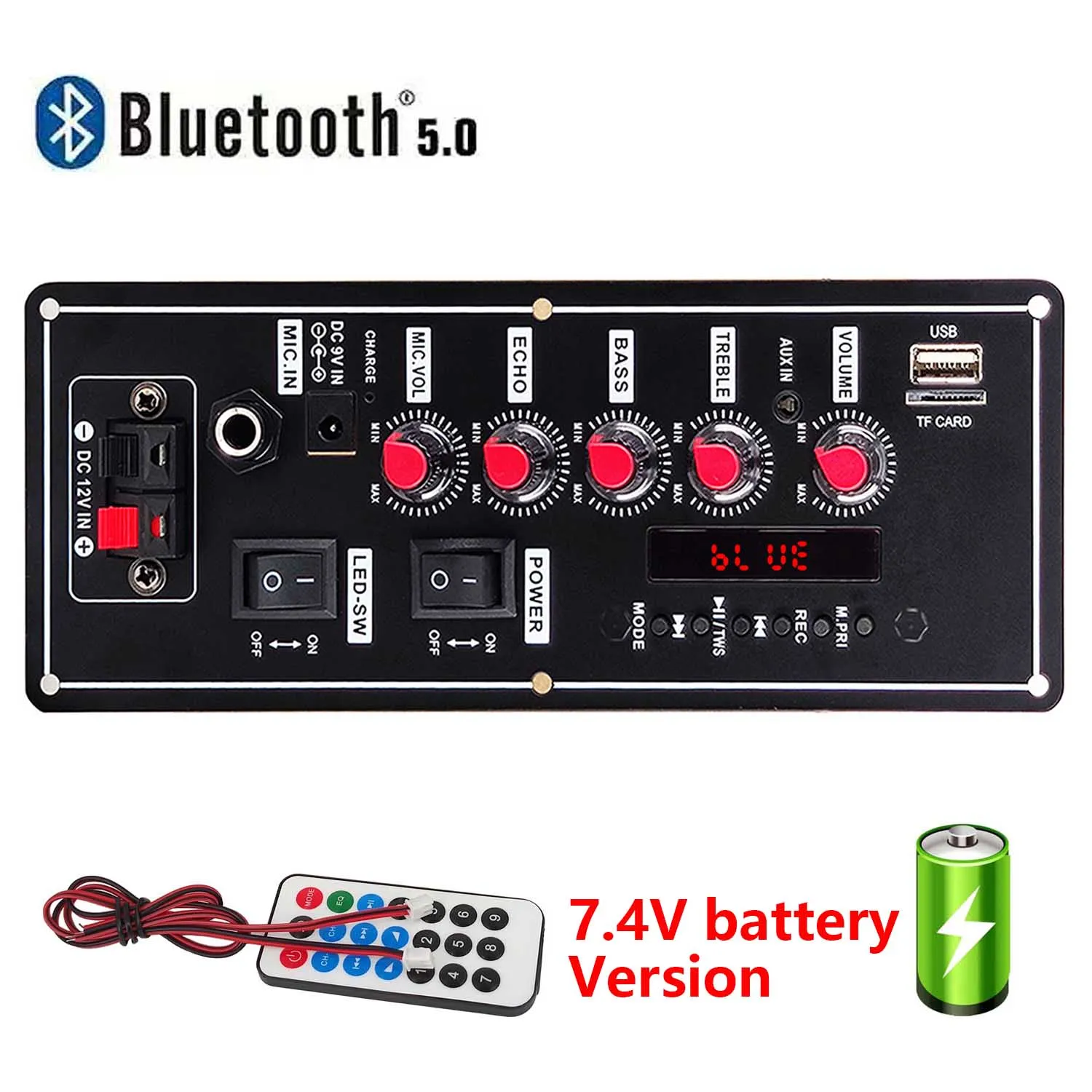 

Плата усилителя 7,4 В, 30 Вт, поддержка Bluetooth, AUX, U-диск, 5-8 дюймов