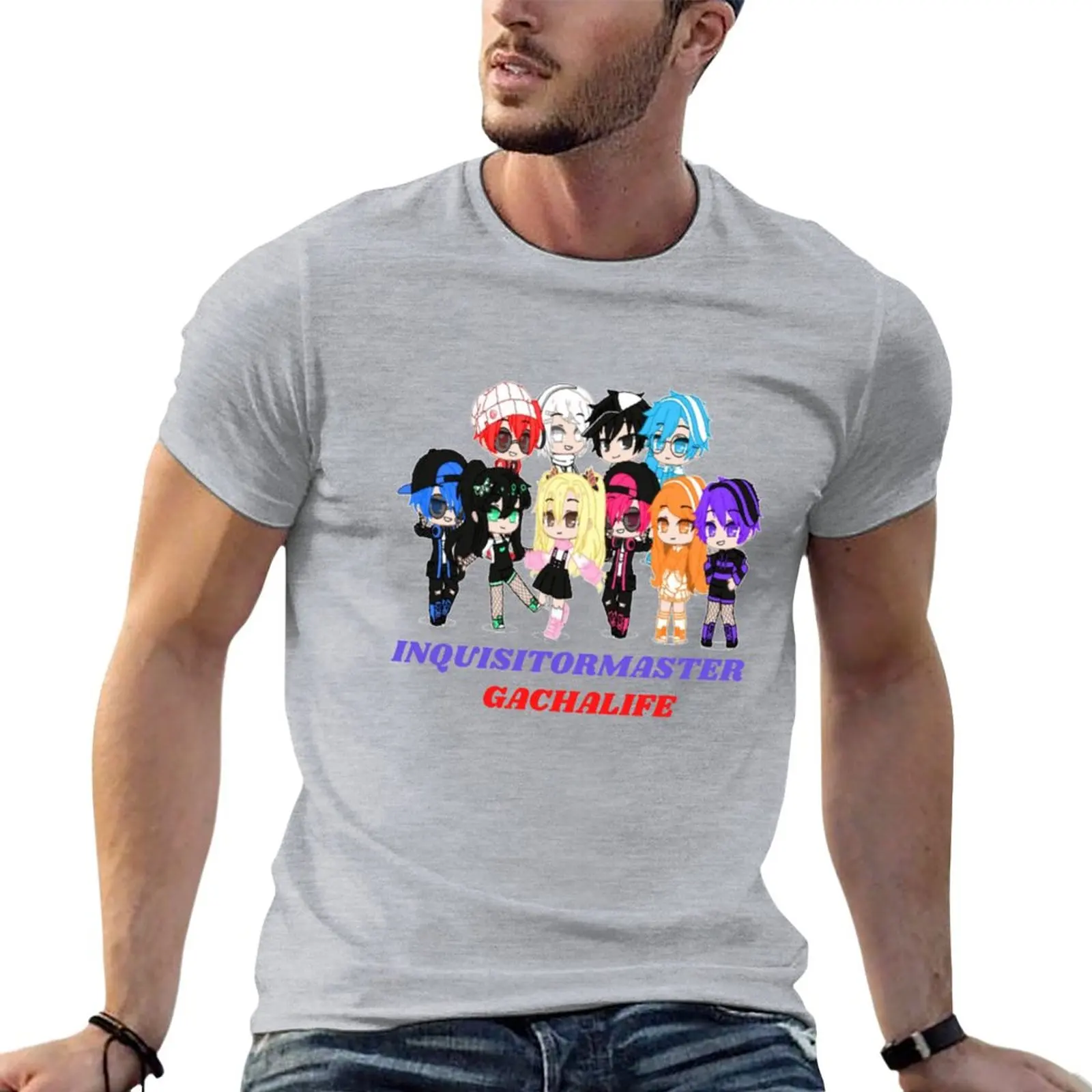 

Inquisitormaster Gachalife T-Shirt summer clothes Tee shirt blacks oversized mens workout shirts