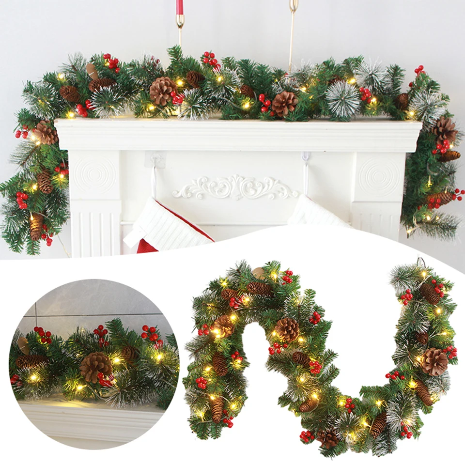 ABOOFAN Ghirlanda natalizia per porta, in vimini, corona da parete, in rattan, ghirlanda artificiale, per la porta di casa, decorazione per la porta di casa, per il soggiorno, decorazione da parete
