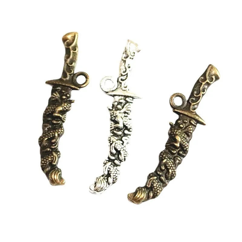 

10Pcs Sword Charms 16*60MM Bronze Color Antique Silver Plated Knife Pendants DIY Crafts Making Findings Jewelry