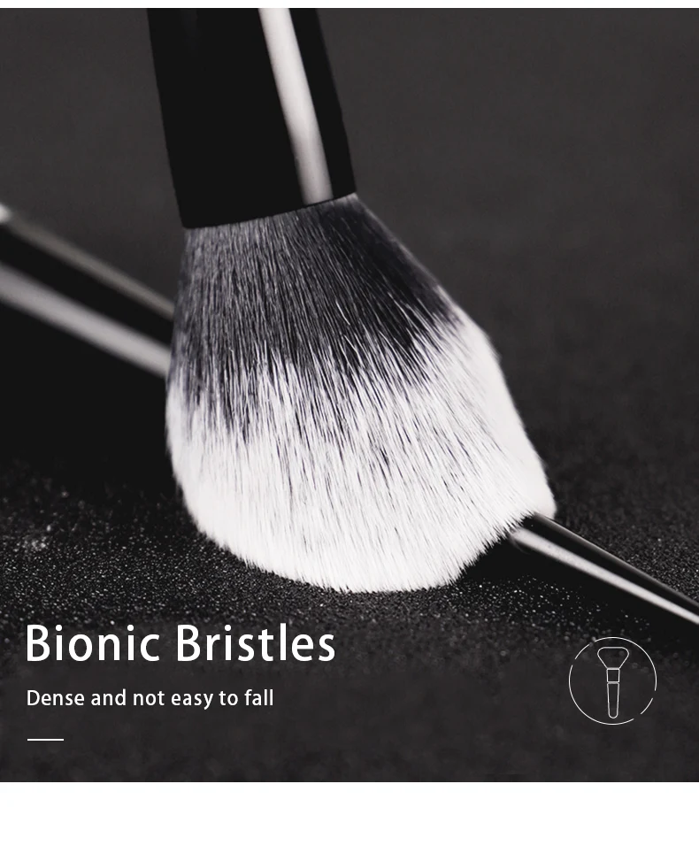 Description Picture 4 of itemKat Von D- Makeup Brush 23 Double Head Powder Brush Soft Fiber Hair Elegant Black Handle Brand Makeup Brushes for Woman