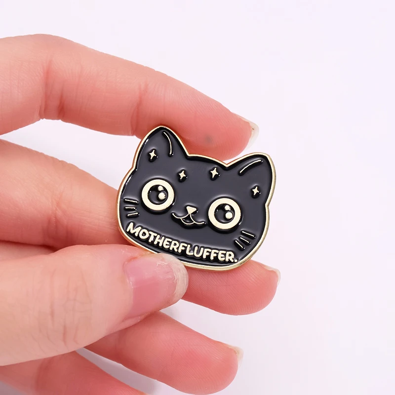 5PCS Creative Cartoon Punk Black Cat Animal Series Enamel Pins Brooches Lapel Badges Fun Jewelry Gifts for Children enamel pins