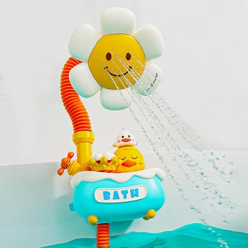 Baby Bath Toys Adjustable Sunflower Shower Head Bathtub Toys 3 Water Spraying Modes Stackable Design Fun for Kids Toddlers Gifts 1
