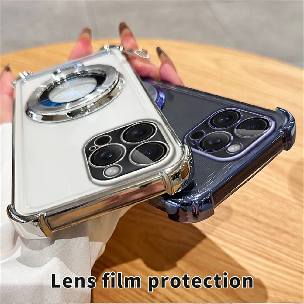 Luxury Plating Shockproof Phone Case with Integrated Holder Stand