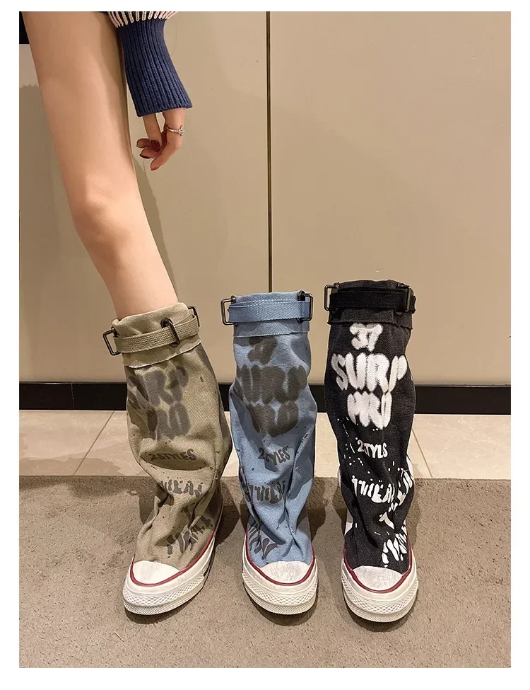 Graffiti Mid Calf Canvas Shoes 18