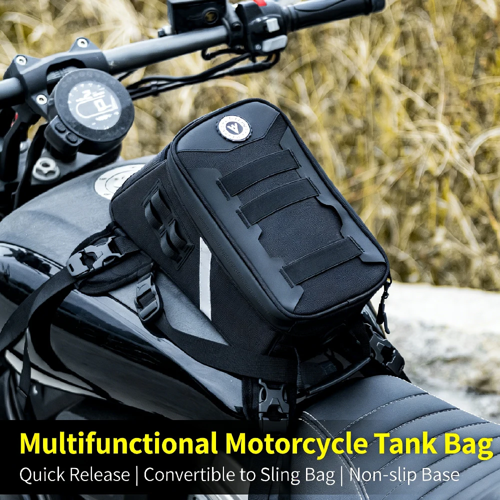 Versatile 5L Motorcycle Tank & Thigh Bag with Multi-Position Carry Options