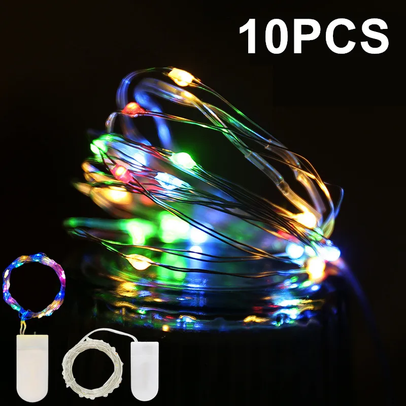 

10pcs Garland DIY Wedding Party Light CR2032 Fairy Light LED Copper Wire String Lights Home Christmas Garden Holiday Decoration