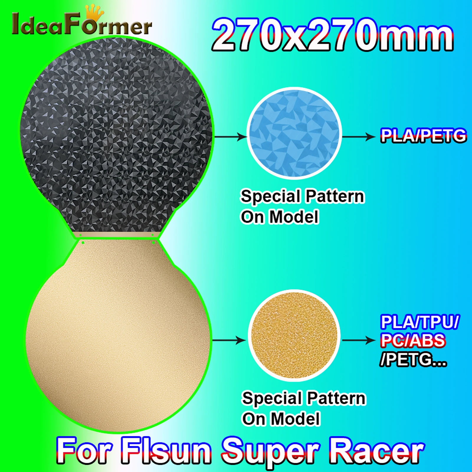 Per Flsun Super Racer Hot Bed Foglio Peo Foglio Pei 270X270Mm Piastra In Acciaio Per Molle Adesivo Magnetico Kit Letto Riscaldato Per Super Racer