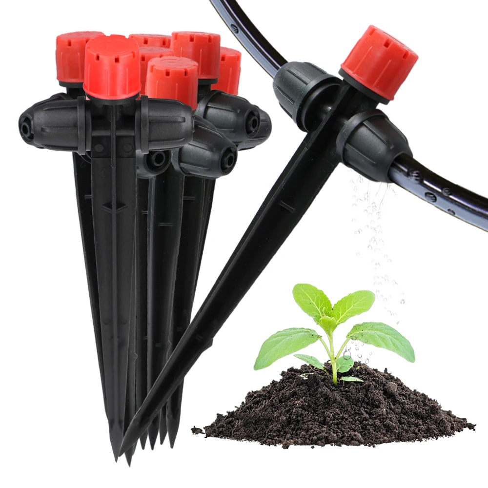 Garden 8-Hole Adjustable Dripper Sprinkler 0-80L/H 133mm Support Watering Nozzle Double Lock for 1/4