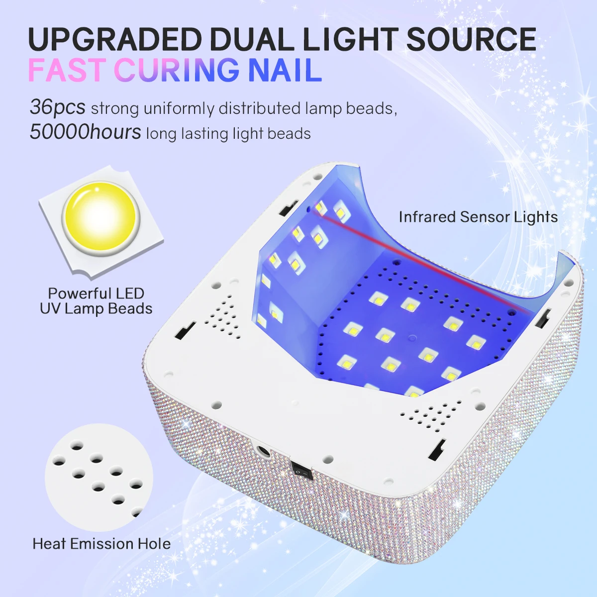 72W Rechargeable UV LED Cordless Nail Lamp Professional Gel Polish Light With 4 Timer Setting Display Auto Sensor for Salon Home 3