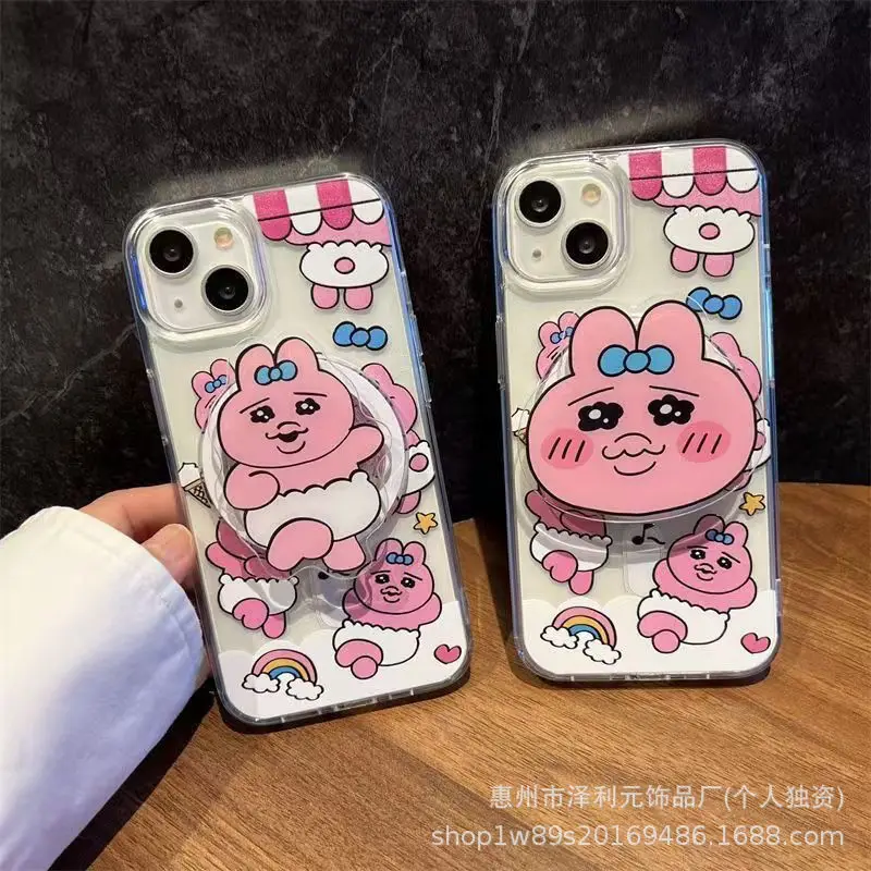 Support de téléphone Airbag magnétique MagSafe, ours et lapin de dessin animé mignon, support extensible pour Iphone17 Samsung S26 Grip Tok