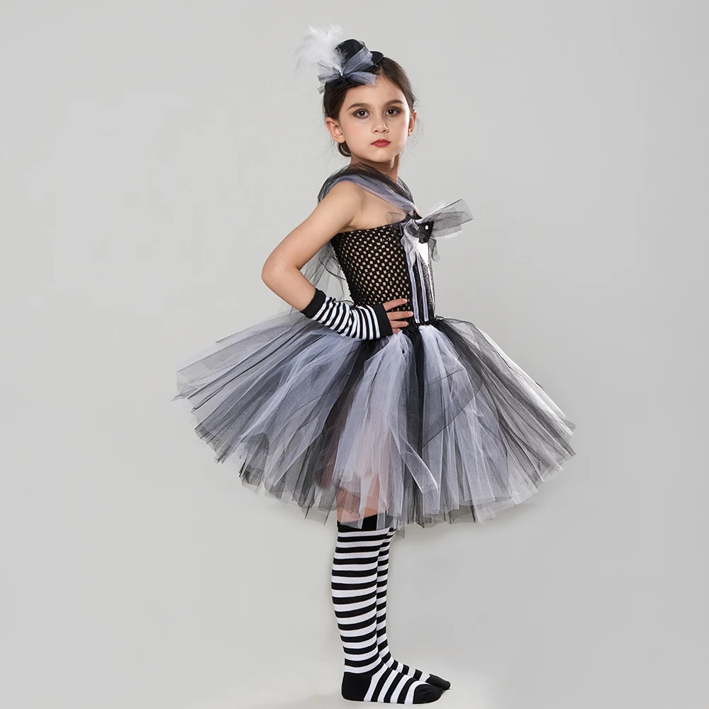 Costume Jack Skellington Fille - L'Étrange Noël De Monsieur Jack - Tutu Et Veste Rayée
