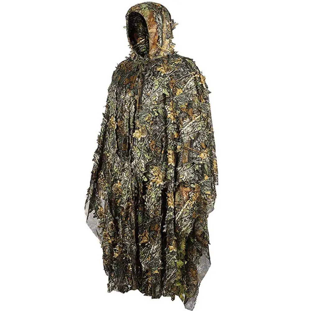 

3D Leaves Camouflage Tactical Gear Woodland Poncho Cloak Ghillie Suits Outdoor Clothing for Hunting Shooting Wildlife Bird Watch